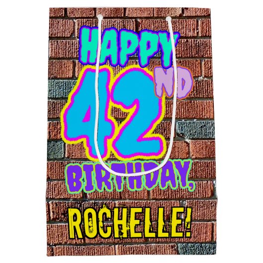 Sac Cadeau Moyen 42e anniversaire : Amusant, Graffiti urbain inspir (Dos)
