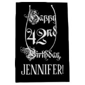 Sac Cadeau Moyen 42e anniversaire : Fancy, Elegant Script + Nom per (Devant)