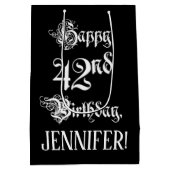 Sac Cadeau Moyen 42e anniversaire : Fancy, Elegant Script + Nom per (Dos)