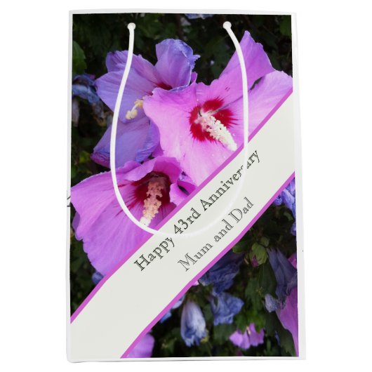 Sac Cadeau Moyen 43e anniversaire du Mariage (Devant)