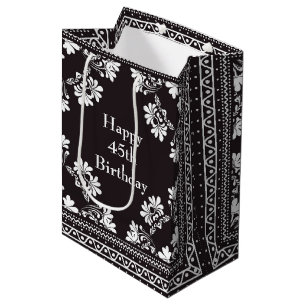 Sac Cadeau Moyen 45e anniversaire Bandanna noir et blanc