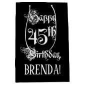 Sac Cadeau Moyen 45e anniversaire : Fancy, Elegant Script + Nom per (Devant)