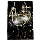 Sac Cadeau Moyen 45e anniversaire Sparklers en noir avec étoiles (Devant)