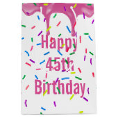 Sac Cadeau Moyen 45e Anniversaire Sprinkles Sur Glace Rose (Devant)