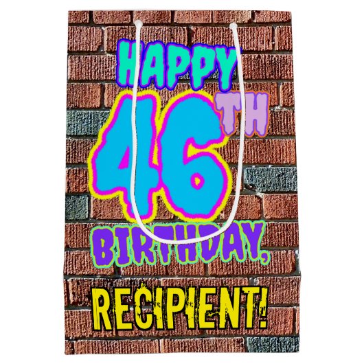 Sac Cadeau Moyen 46e anniversaire : Amusant, Graffiti urbain inspir (Dos)