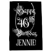 Sac Cadeau Moyen 46e anniversaire : Fancy, Elegant Script + Nom per (Devant)
