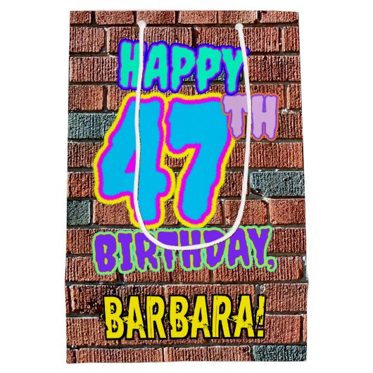 Sac Cadeau Moyen 47e anniversaire : Amusant, Graffiti urbain inspir (Dos)