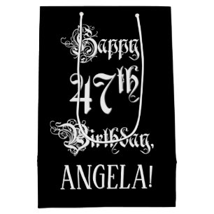 Sac Cadeau Moyen 47e anniversaire : Fancy, Elegant Script + Nom per