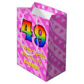 Sac Cadeau Moyen 49e anniversaire : Amusants Coeurs roses Stripes; (Dos Angle)