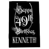 Sac Cadeau Moyen 49e anniversaire : Fancy, Elegant Script + Nom per (Devant)