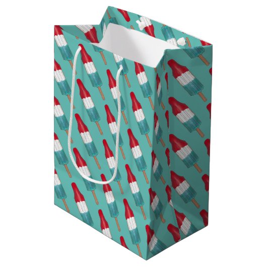 Sac Cadeau Moyen 4 juillet Rocket Pop Patriotic Popsicle Imprimer (Devant Angle)