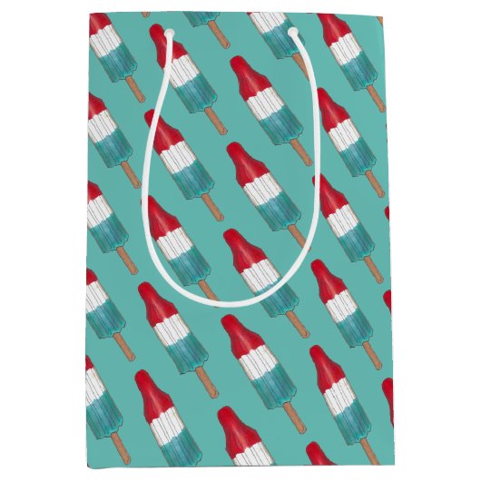 Sac Cadeau Moyen 4 juillet Rocket Pop Patriotic Popsicle Imprimer (Devant)