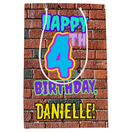 Sac Cadeau Moyen 4e anniversaire : Amusant, Graffiti urbain inspiré (Devant)