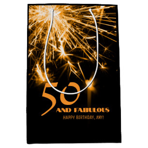 Sac Cadeau Moyen 50 ans et fabuleux anniversaire fête de paillettes