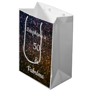 Sac Cadeau Moyen 50 Et Fabulous Birthday Gold Parties scintillant O