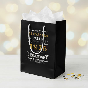 Sac Cadeau Moyen 50e anniversaire 1976 Ajouter un nom Légende Noir