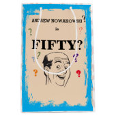 Sac Cadeau Moyen 50e Anniversaire Bald Man drôle Surprise (Devant)