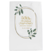 Sac Cadeau Moyen 50e anniversaire de mariage avec cadre verdoyant (Devant)