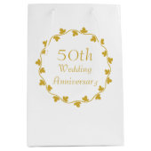 Sac Cadeau Moyen 50e anniversaire de Mariage d'or Ivy Wreath (Devant)
