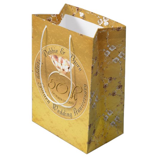 Sac Cadeau Moyen 50e anniversaire de Mariage pilule Rose (Dos Angle)