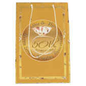 Sac Cadeau Moyen 50e anniversaire de Mariage Rose (Devant)