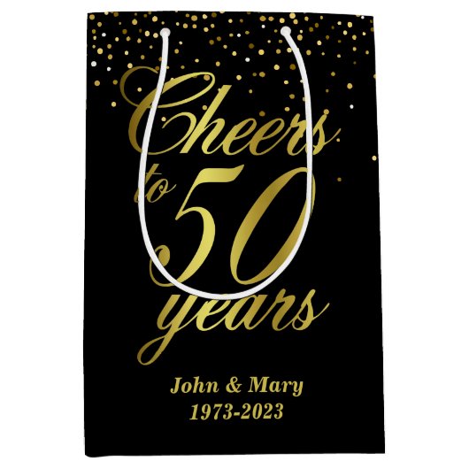 Sac Cadeau Moyen 50e anniversaire du Mariage (Devant)