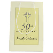 Sac Cadeau Moyen 50e anniversaire du prêtre avec croix bossée (Dos)
