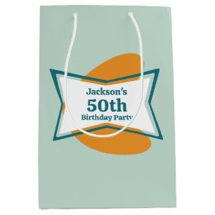 Sac Cadeau Moyen 50e anniversaire fête Retro Mid Century N'importe