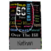 Sac Cadeau Moyen 50e anniversaire heureux | Jalon (Devant)