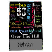 Sac Cadeau Moyen 50e anniversaire heureux | Jalon (Dos)