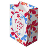 Sac Cadeau Moyen 50e anniversaire Marguerites en blanc (Devant Angle)