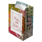 Sac Cadeau Moyen 50e anniversaire Motif de courtepointe avec aiguil (Devant Angle)