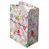 Sac Cadeau Moyen 50e anniversaire rose pourpre fleurons nom (Devant Angle)