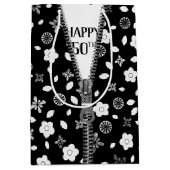 Sac Cadeau Moyen 50e anniversaire Zipper On Flowers (Devant)