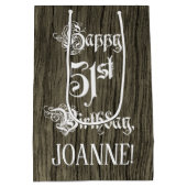 Sac Cadeau Moyen 51e anniversaire : Fancy, Faux Wood Look + Custom (Dos)