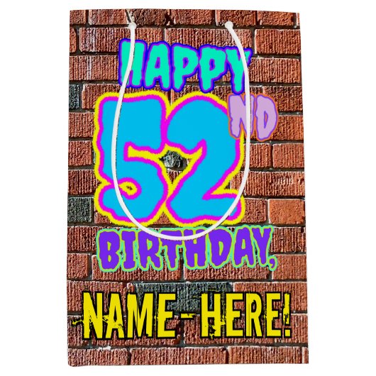 Sac Cadeau Moyen 52e anniversaire : Amusant, Graffiti urbain inspir (Devant)