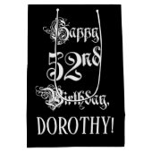 Sac Cadeau Moyen 52e anniversaire : Fancy, Elegant Script + Nom per (Dos)