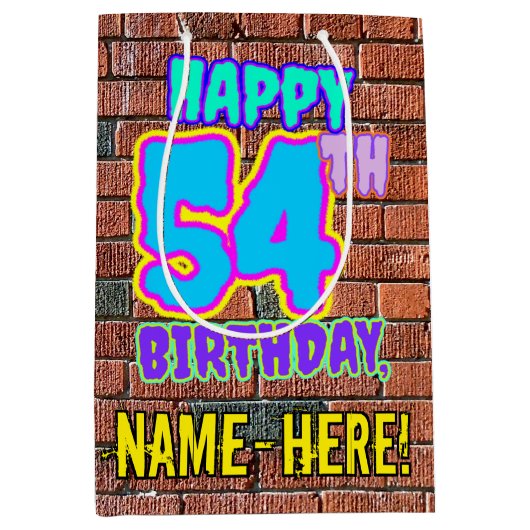 Sac Cadeau Moyen 54e anniversaire : Amusant, Graffiti urbain inspir (Devant)