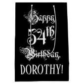 Sac Cadeau Moyen 54e anniversaire : Fancy, Elegant Script + Nom per (Dos)