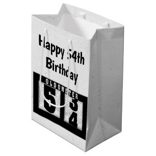 Sac Cadeau Moyen 54e anniversaire Odomètre noir