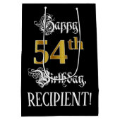 Sac Cadeau Moyen 54e anniversaire ~ Script fantaisie; Faux Gold Loo (Dos)