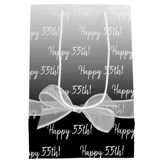 Sac Cadeau Moyen 55e anniversaire de Gradient avec Bow blanc (Dos)