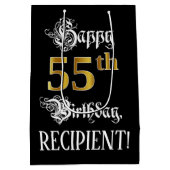 Sac Cadeau Moyen 55e anniversaire ~ Script fantaisie; Faux Gold Loo (Dos)