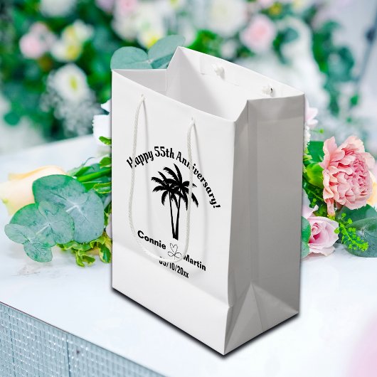 Sac Cadeau Moyen 55th Wedding Anniversary Palm Trees