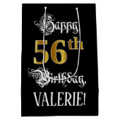 Sac Cadeau Moyen 56e anniversaire ~ Script fantaisie; Faux Gold Loo (Dos)