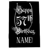 Sac Cadeau Moyen 57e anniversaire : Fancy, Elegant Script + Nom per (Devant)