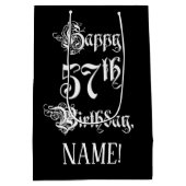 Sac Cadeau Moyen 57e anniversaire : Fancy, Elegant Script + Nom per (Dos)