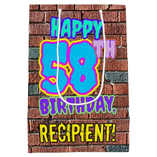 Sac Cadeau Moyen 58e anniversaire : Amusant, Graffiti urbain inspir (Dos)