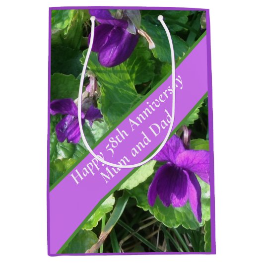 Sac Cadeau Moyen 58e anniversaire du Mariage (Devant)