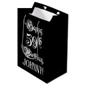Sac Cadeau Moyen 59e anniversaire : Fancy, Elegant Script + Nom per (Devant Angle)